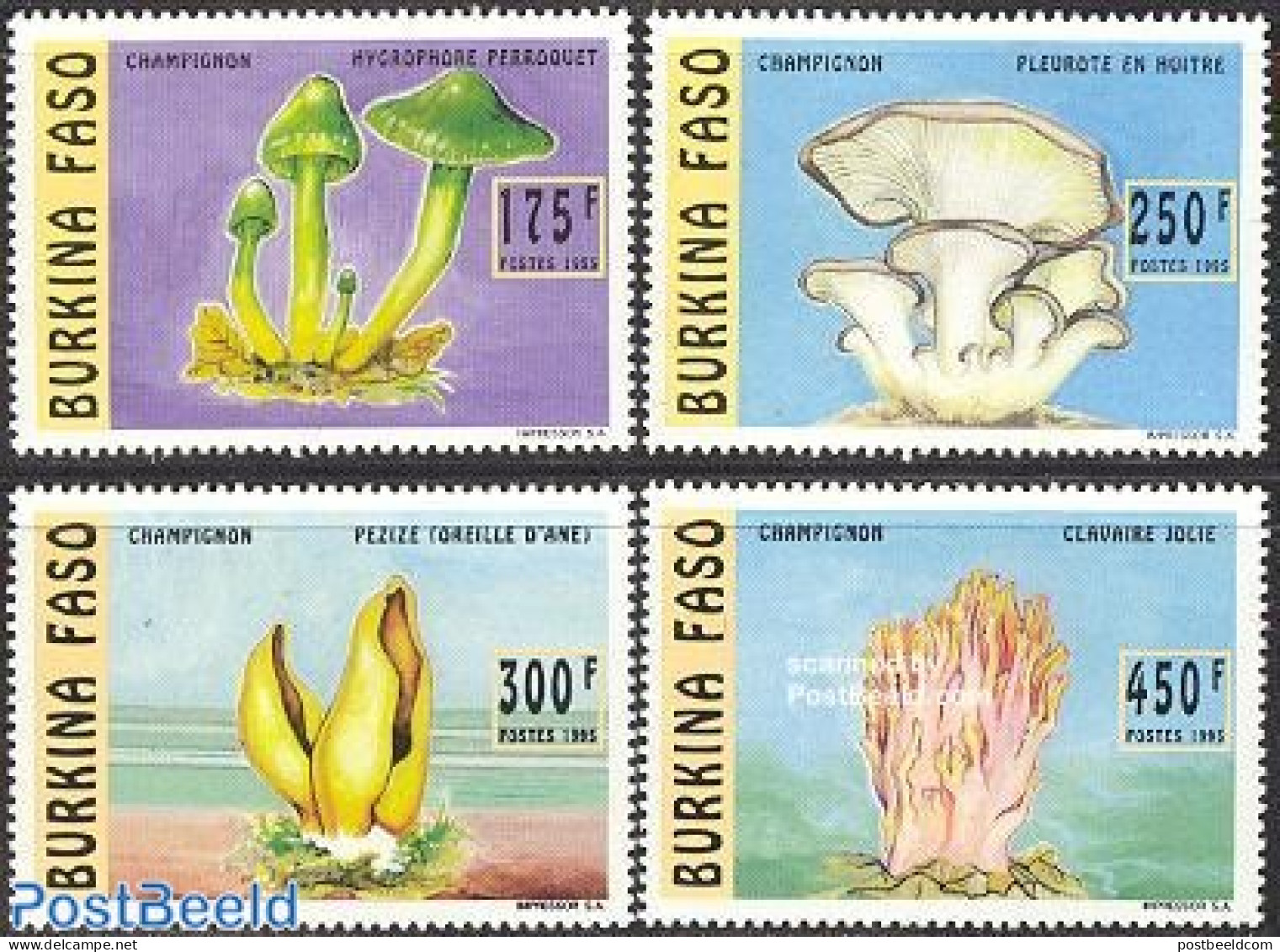 Burkina Faso 1996 Mushrooms 4v, Mint NH, Nature - Mushrooms - Mushrooms