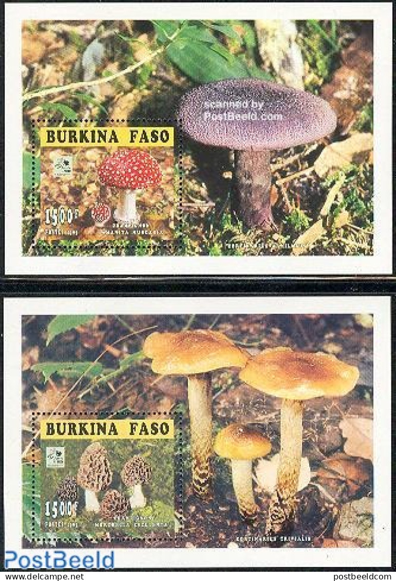 Burkina Faso 1996 Jamboree, Mushrooms 2 S/s, Mint NH, Nature - Sport - Mushrooms - Scouting - Pilze