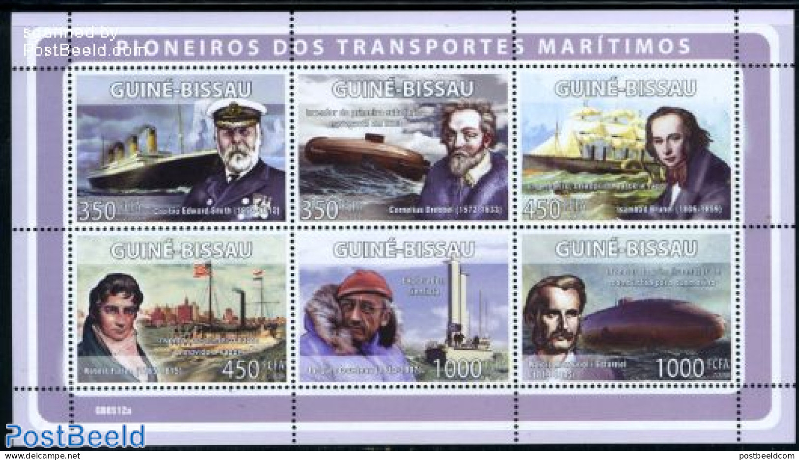 Guinea Bissau 2008 Maritime Pioneers 6v M/s, Mint NH, Transport - Ships And Boats - Titanic - Bateaux