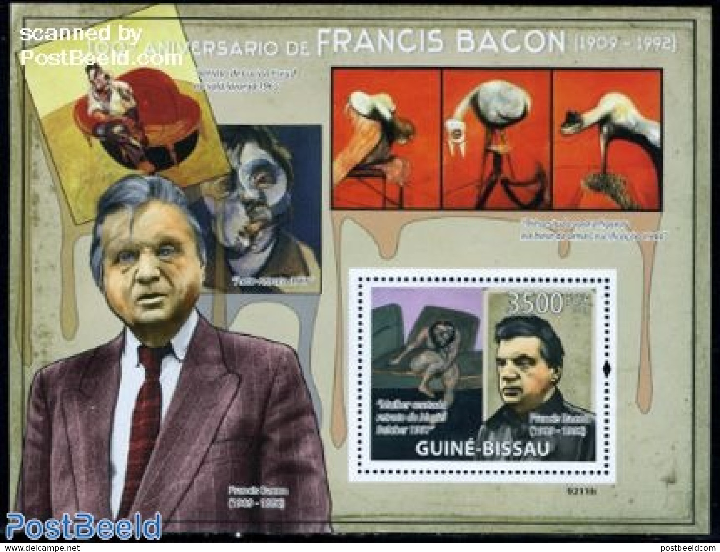 Guinea Bissau 2009 Francis Bacon S/s, Mint NH, Art - Modern Art (1850-present) - Paintings - Guinea-Bissau