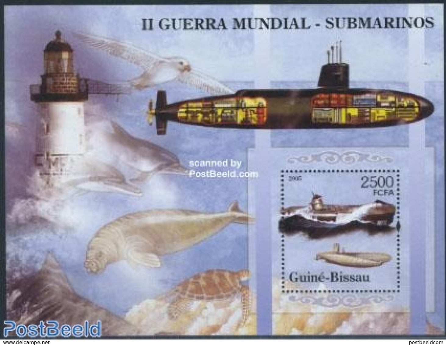 Guinea Bissau 2005 Submarines S/s (other Topics On Border), Mint NH, History - Nature - Transport - Various - World Wa.. - 2. Weltkrieg