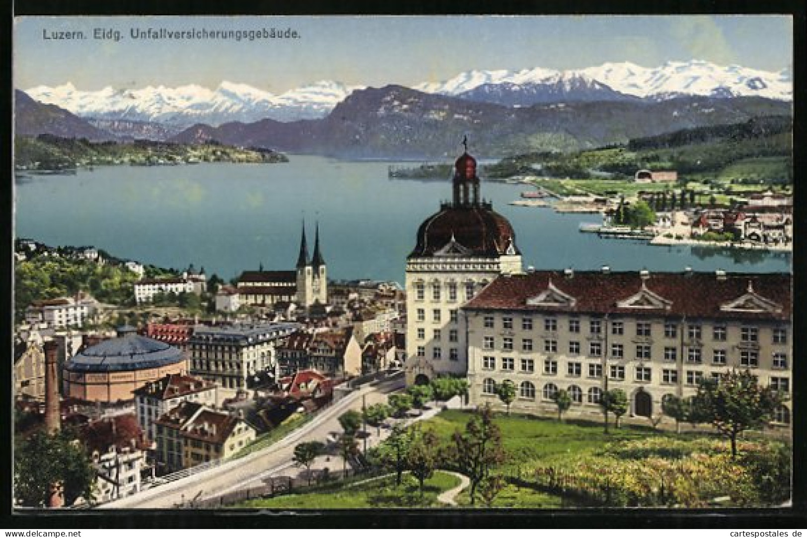 AK Luzern, Eidg. Unfallversicherungsgebäude Mit Rundbau Panorama  - Luzern