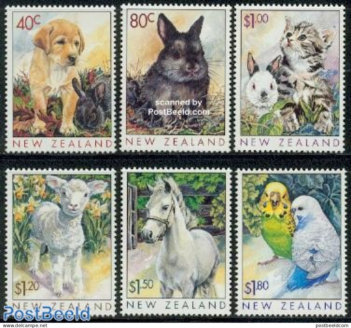 New Zealand 1999 Domestic Animals 6v, Mint NH, Nature - Birds - Cats - Dogs - Horses - Rabbits / Hares - Nuevos