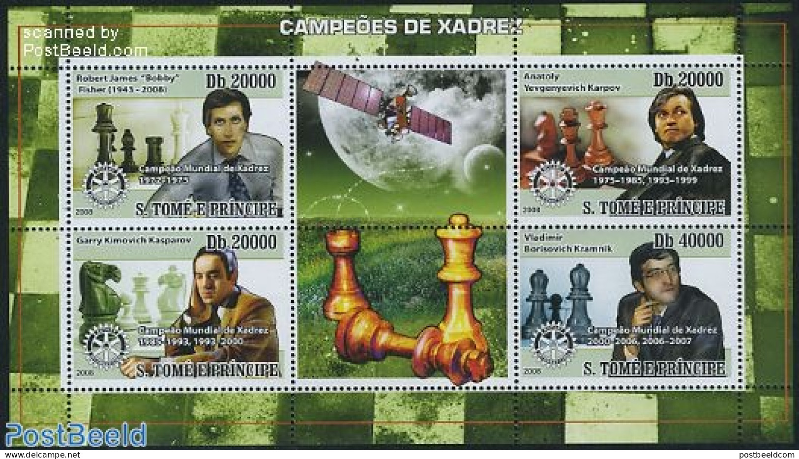 Sao Tome/Principe 2008 Chess, Rotary 4v M/s, Mint NH, Sport - Transport - Various - Chess - Space Exploration - Rotary - Chess