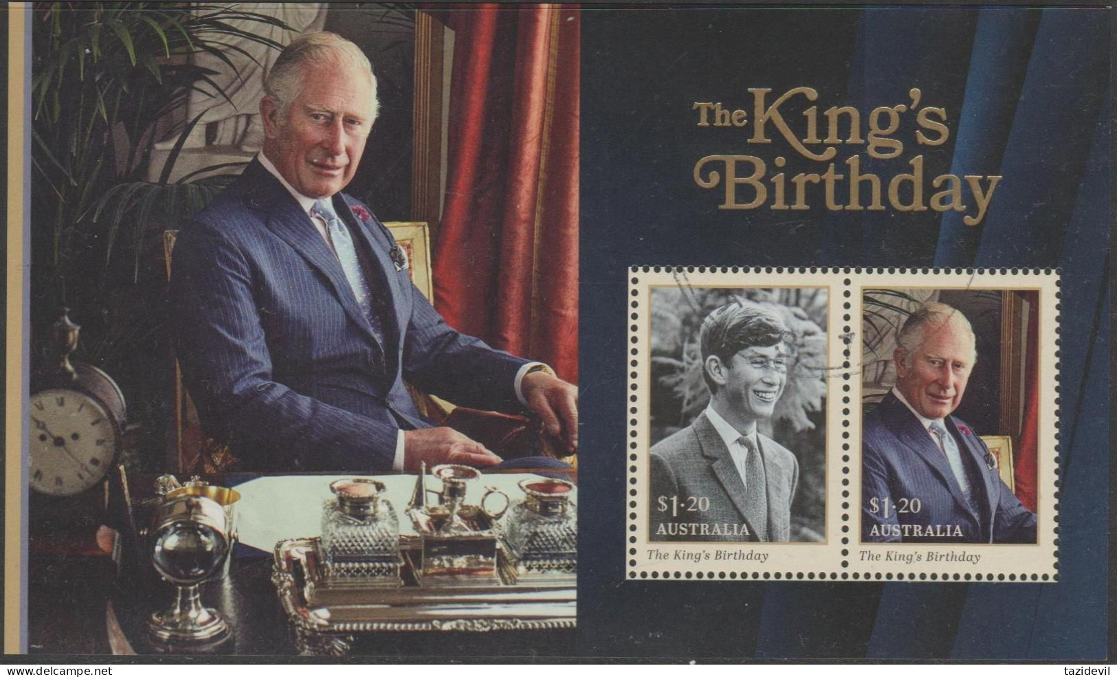 AUSTRALIA - USED 2023 $2.40 King Charles III Birthday Souvenir Sheet - Gebruikt