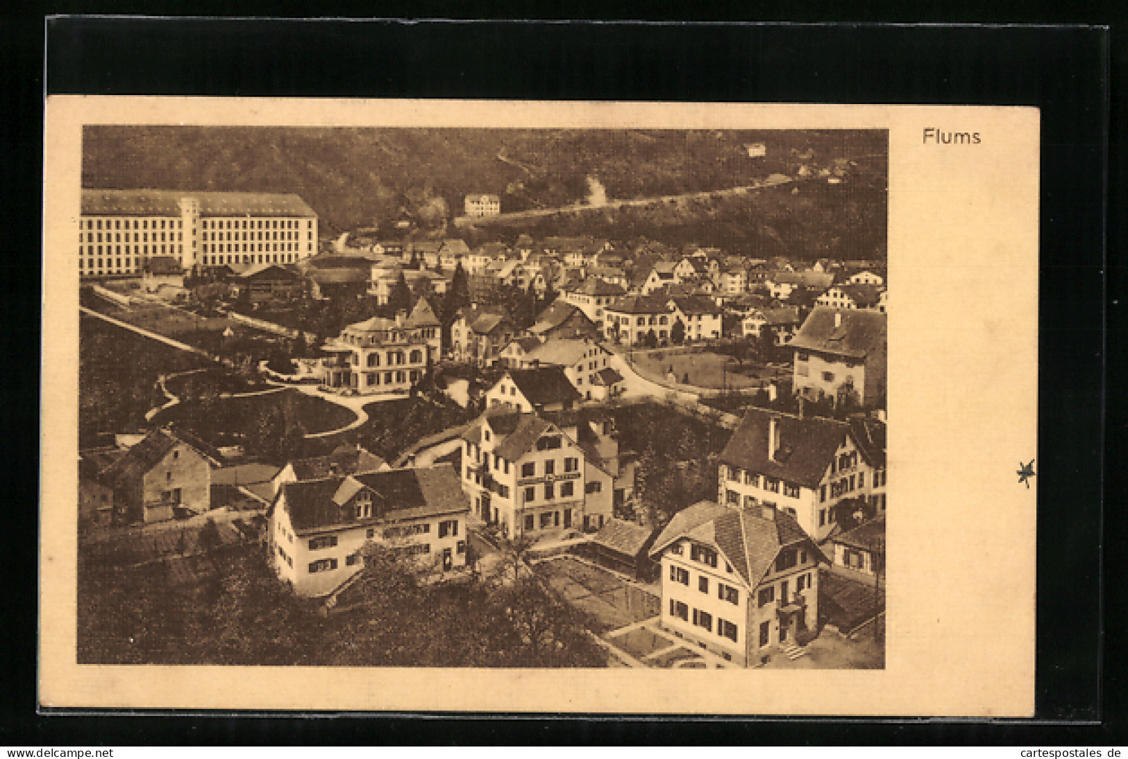 AK Flums, Teilansicht Mit Gasthaus Rössli Aus Der Vogelschau  - Flums