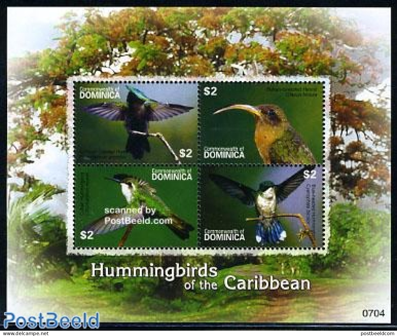 Dominica 2007 Hummingbirds 4v M/s, Mint NH, Nature - Birds - Dominicaine (République)