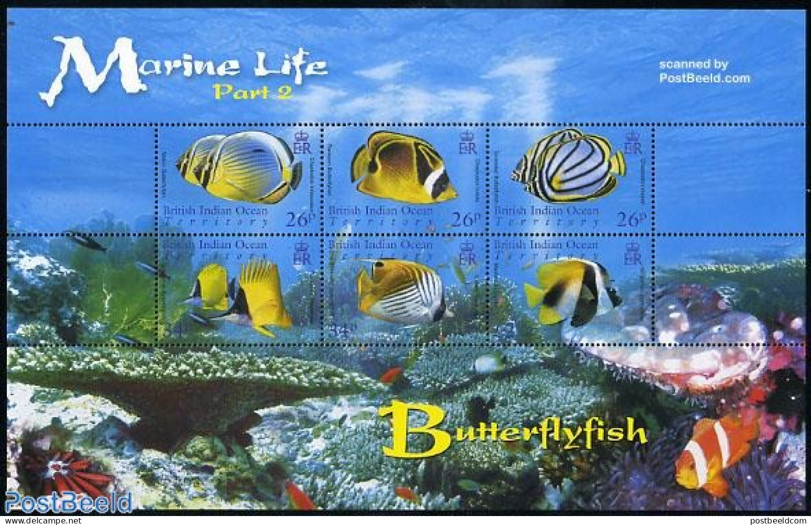 British Indian Ocean 2006 Marine Life Part 2, 6v M/s, Mint NH, Nature - Fish - Fishes