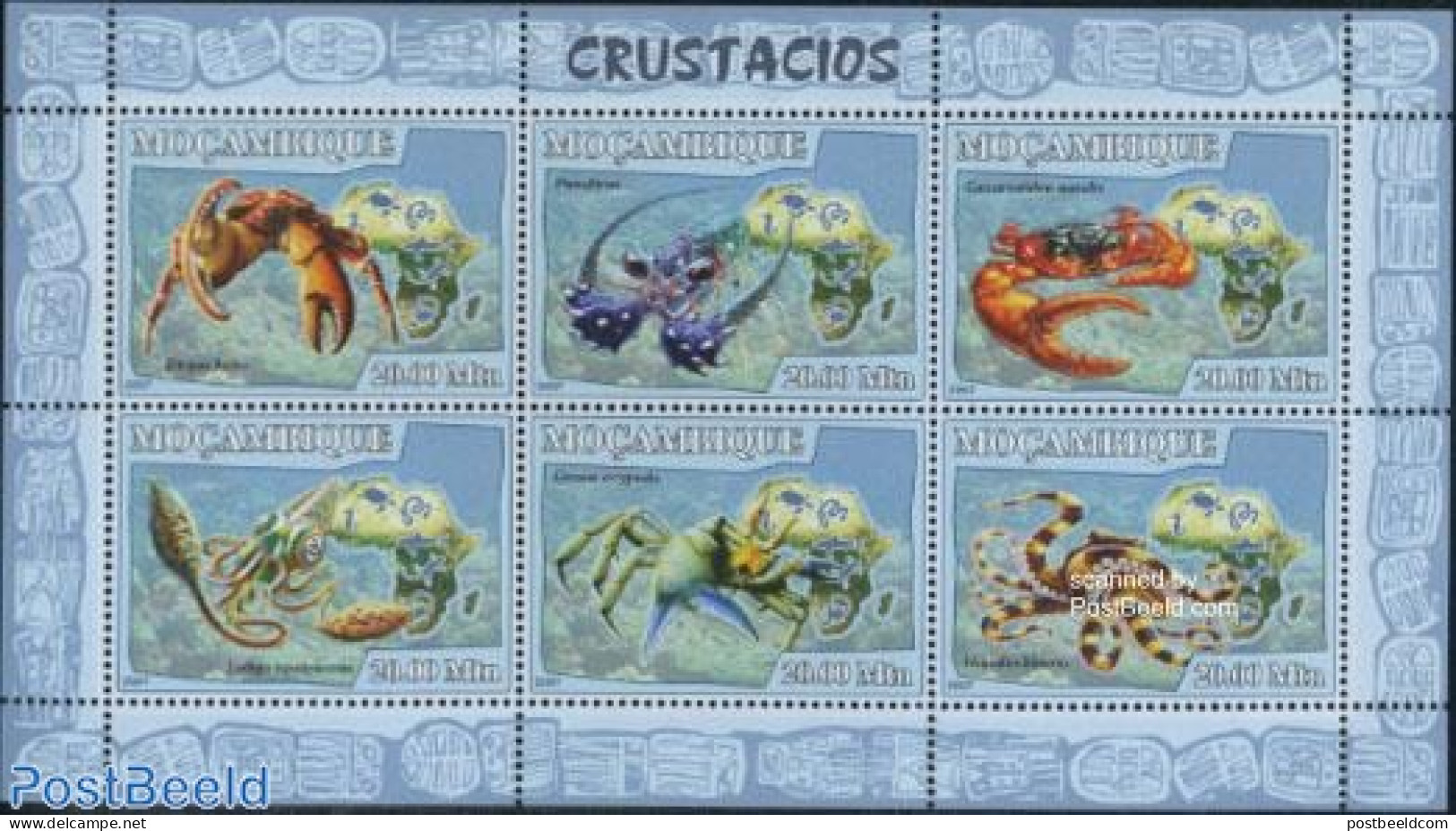 Mozambique 2007 Shellfish 6v M/s, Mint NH, Nature - Fish - Crabs And Lobsters - Fishes
