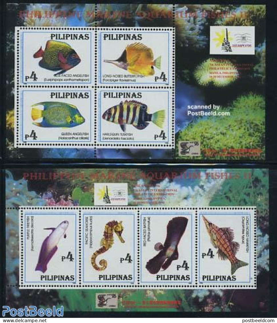 Philippines 1996 China 96 2 S/s, Mint NH, Nature - Fish - Fishes