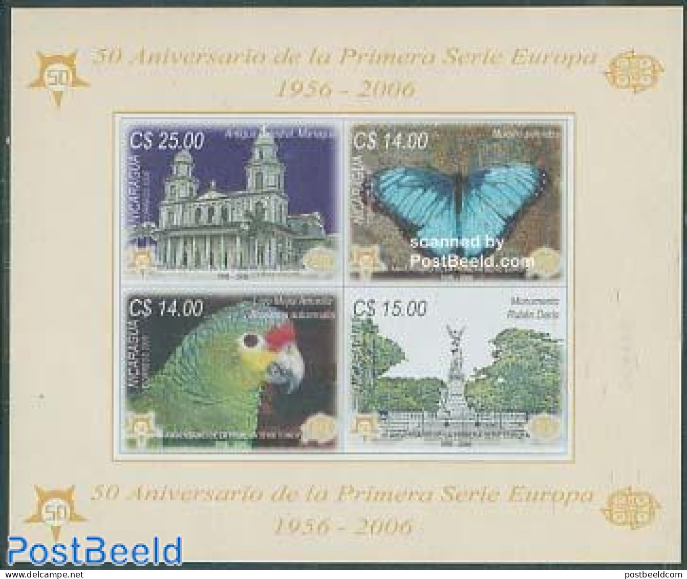 Nicaragua 2006 50 Years Europa Stamps 4v M/s Imperforated, Mint NH, History - Nature - Religion - Europa Hang-on Issue.. - Europese Gedachte