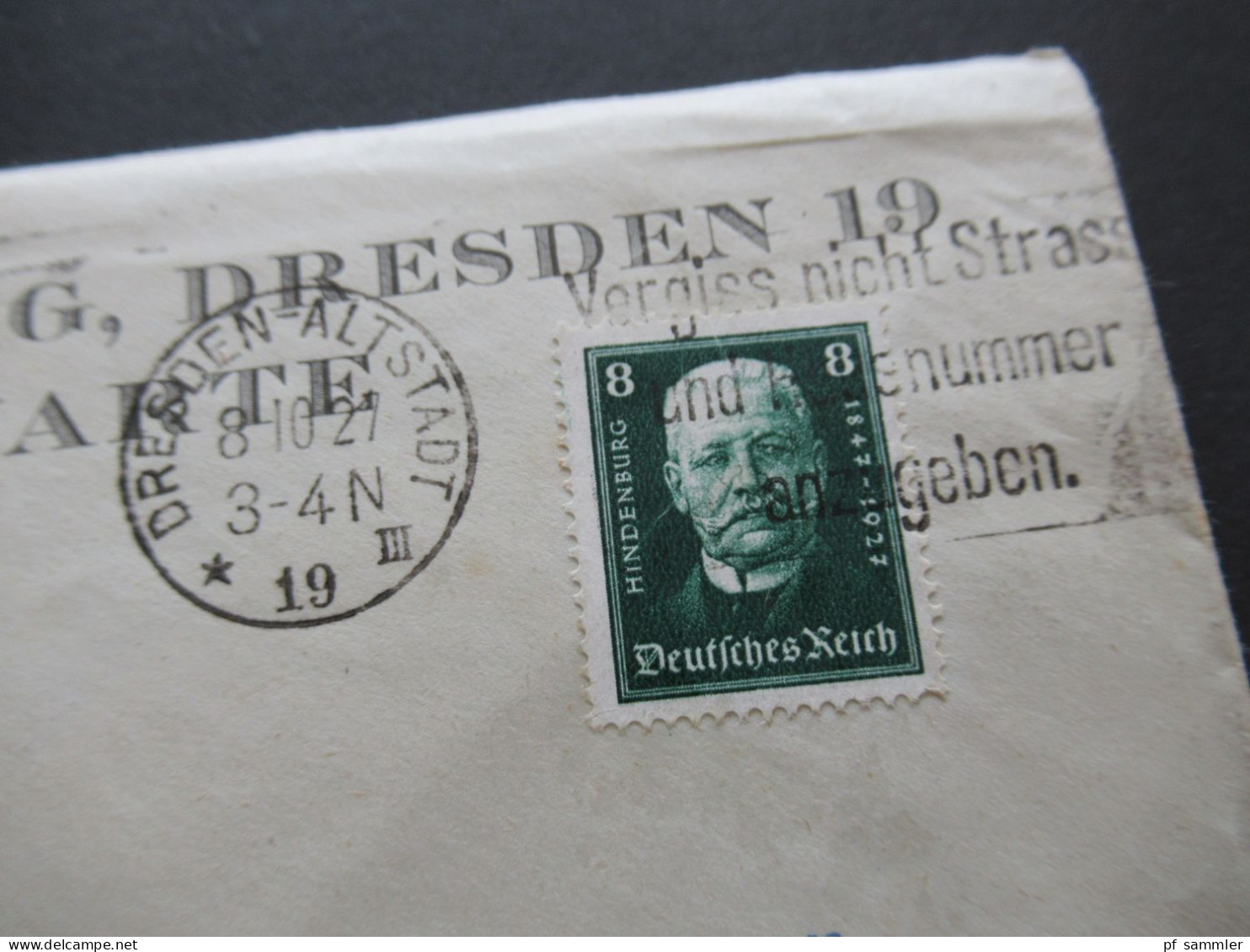 DR 1927 Deutsche Nothilfe Hindenburg Nr.403 EF Umschlag K. Julius Schurig, Dresden 19 Kunstwarte - Kakerbeck Altmark - Storia Postale