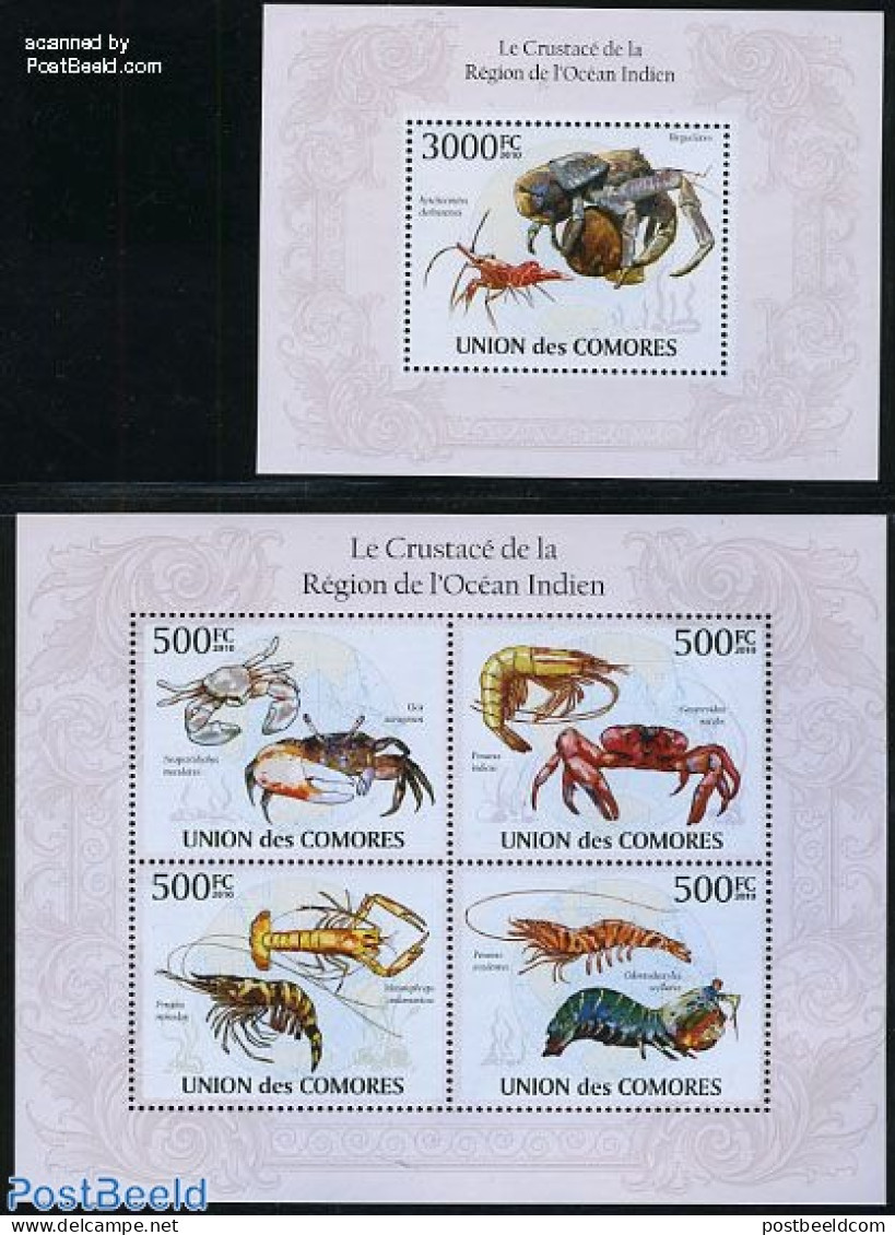 Comoros 2010 Indian Ocean Crabs & Lobsters 2 S/s, Mint NH, Nature - Shells & Crustaceans - Meereswelt