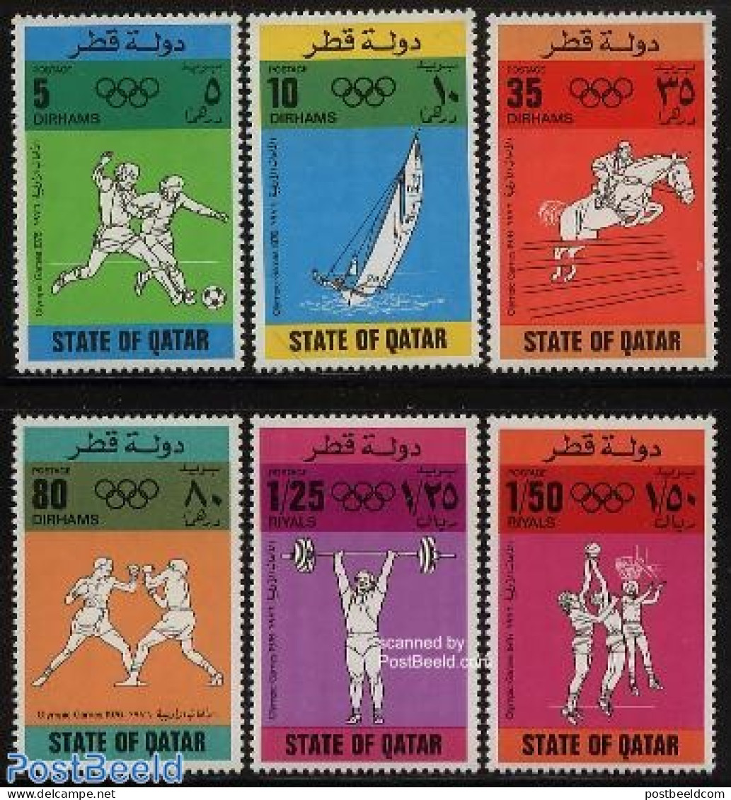 Qatar 1976 Olympic Games Montreal 6v, Mint NH, Nature - Sport - Horses - Basketball - Boxing - Football - Olympic Game.. - Pallacanestro