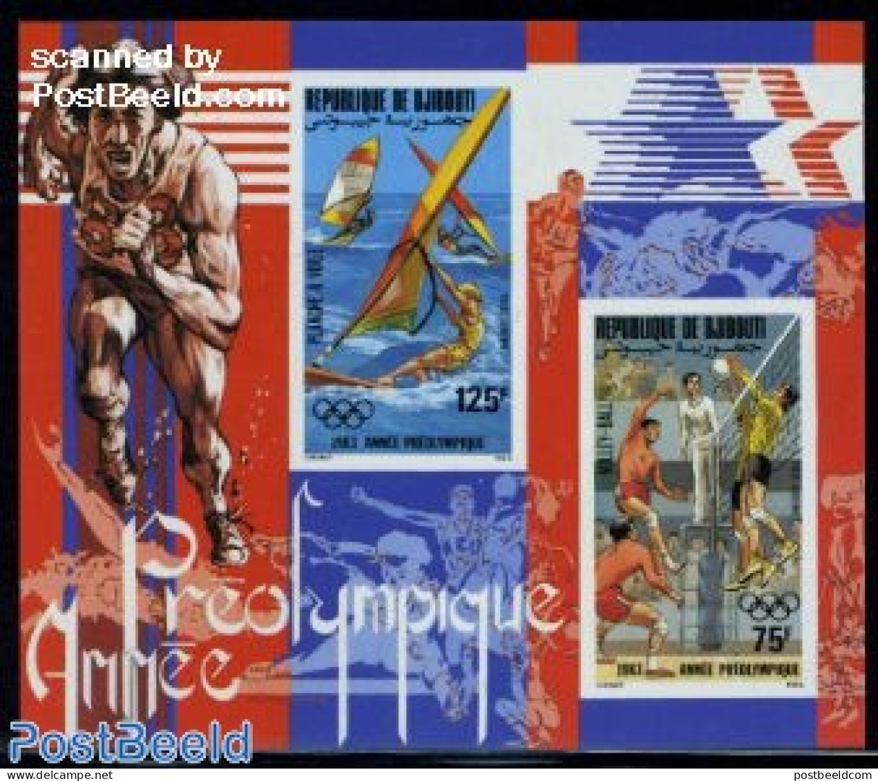 Djibouti 1983 Olympic Games Los Angeles S/s Imperforated, Mint NH, Sport - Olympic Games - Sailing - Volleyball - Sailing