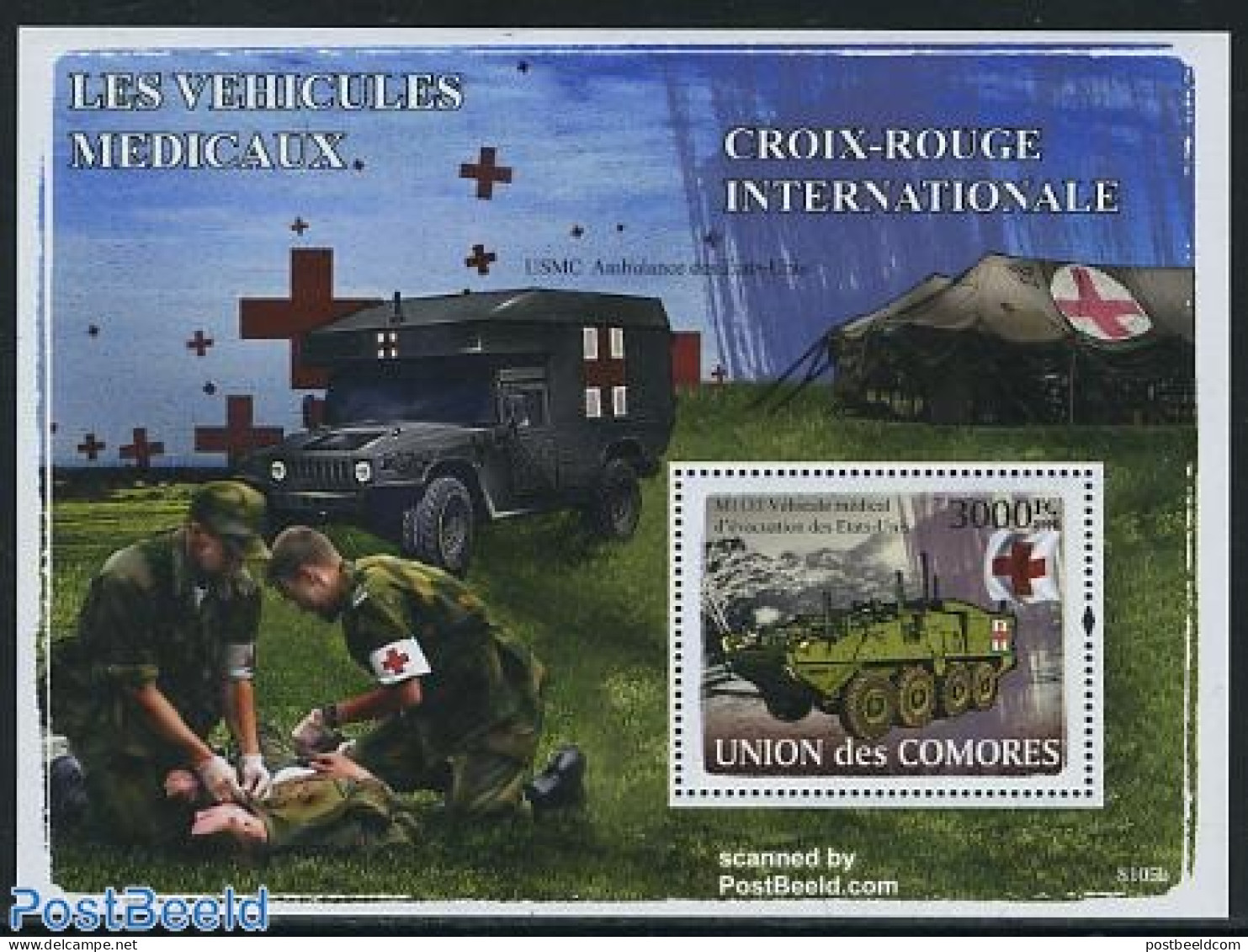 Comoros 2008 Red Cross, Vehicles S/s, Mint NH, Health - Transport - Red Cross - Automobiles - Rode Kruis