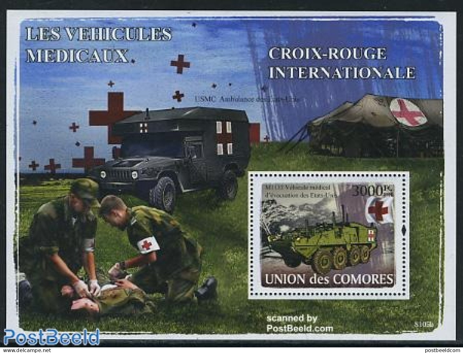 Comoros 2008 Red Cross, Vehicles S/s, Mint NH, Health - Transport - Red Cross - Automobiles - Rotes Kreuz