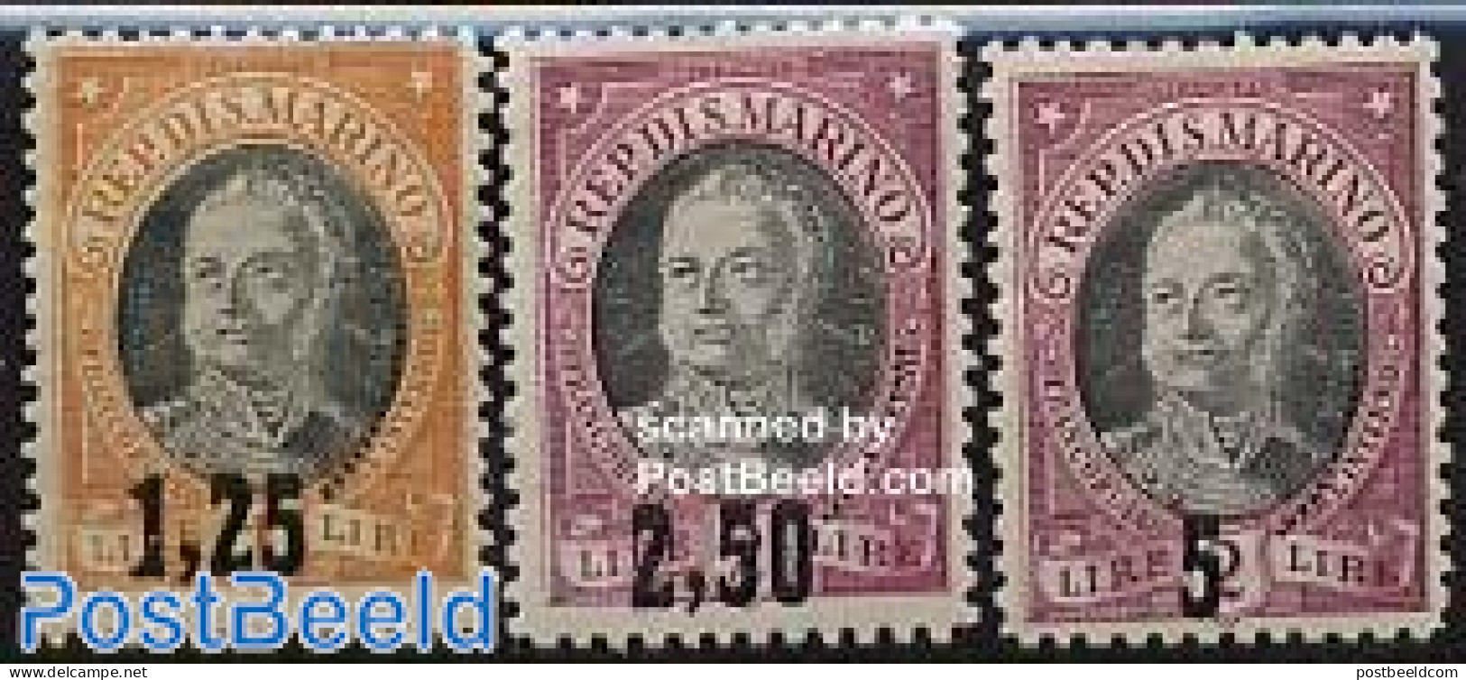 San Marino 1927 Overprints 3v, Unused (hinged) - Neufs