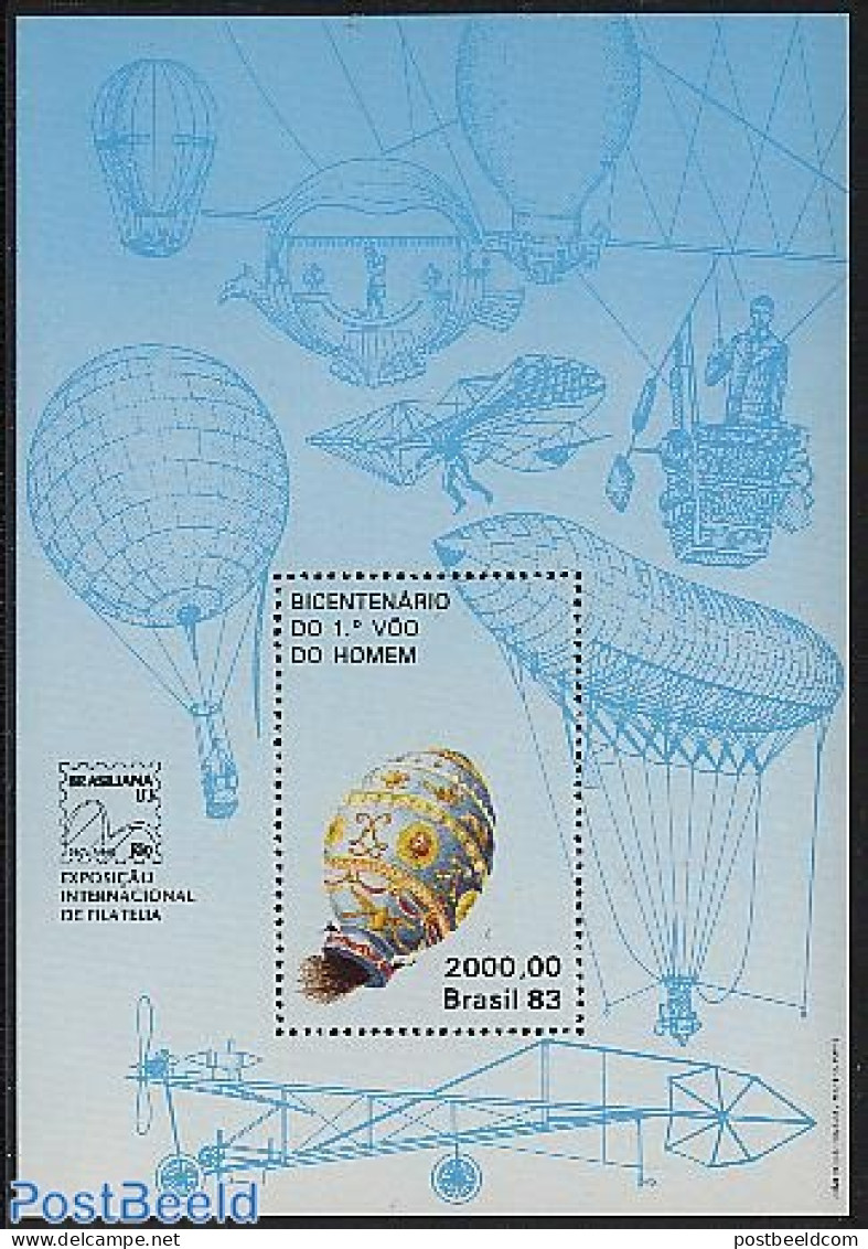 Brazil 1983 Balloon S/s, Mint NH, Transport - Balloons - Unused Stamps