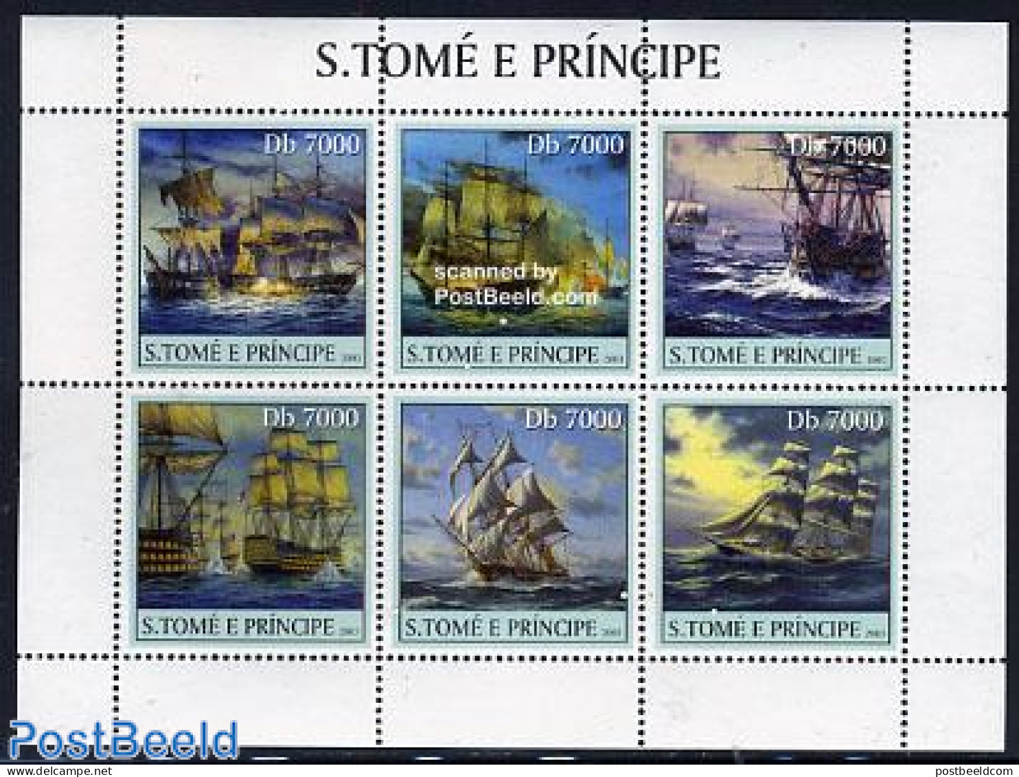 Sao Tome/Principe 2003 Ships 6v M/s, Mint NH, Transport - Ships And Boats - Bateaux
