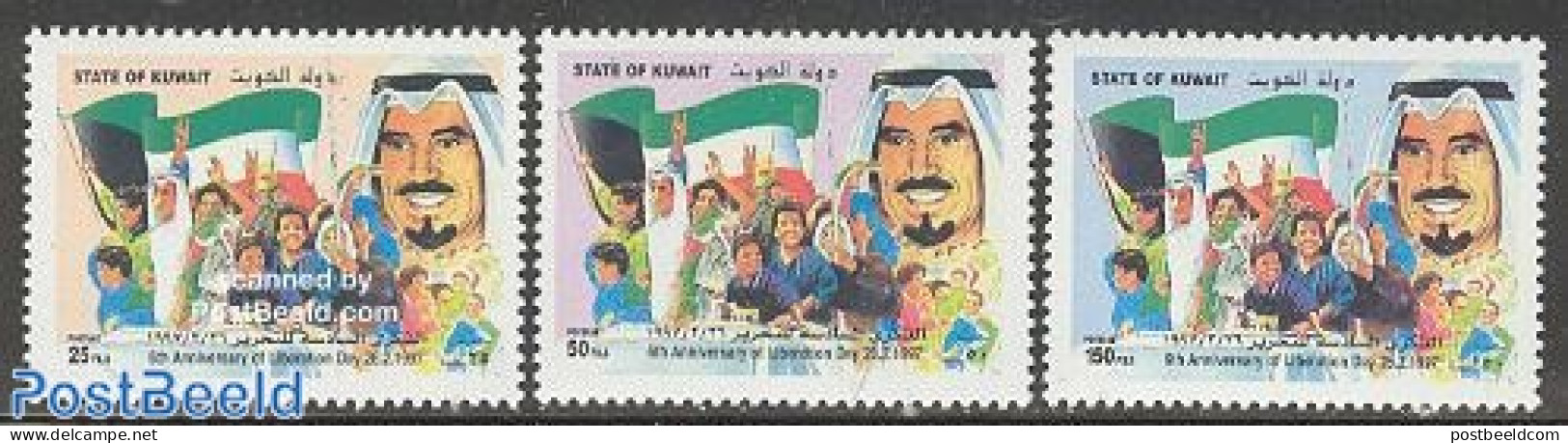 Kuwait 1997 Liberation 6th Anniversary 3v, Mint NH, History - Flags - History - Koweït