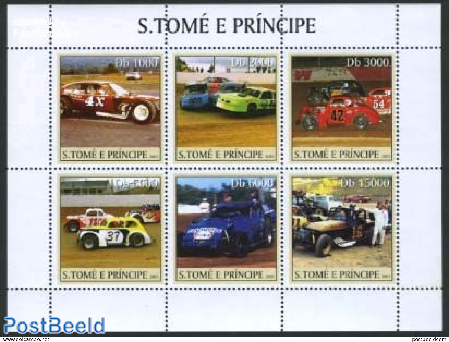 Sao Tome/Principe 2003 Stockcar Races 6v M/s, Mint NH, Sport - Transport - Autosports - Sport (other And Mixed) - Auto.. - Autos