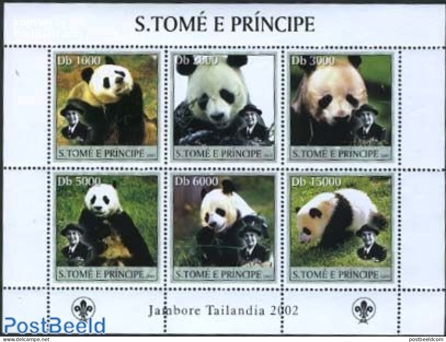 Sao Tome/Principe 2003 Scouting, Panda Bears 6v M/s, Mint NH, Nature - Sport - Animals (others & Mixed) - Scouting - P.. - São Tomé Und Príncipe
