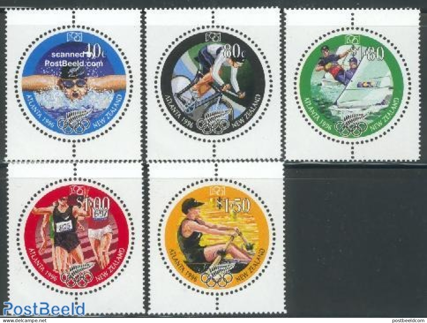 New Zealand 1996 Modern Olympics Centenary 5v, Mint NH, Sport - Athletics - Cycling - Kayaks & Rowing - Olympic Games .. - Ungebraucht