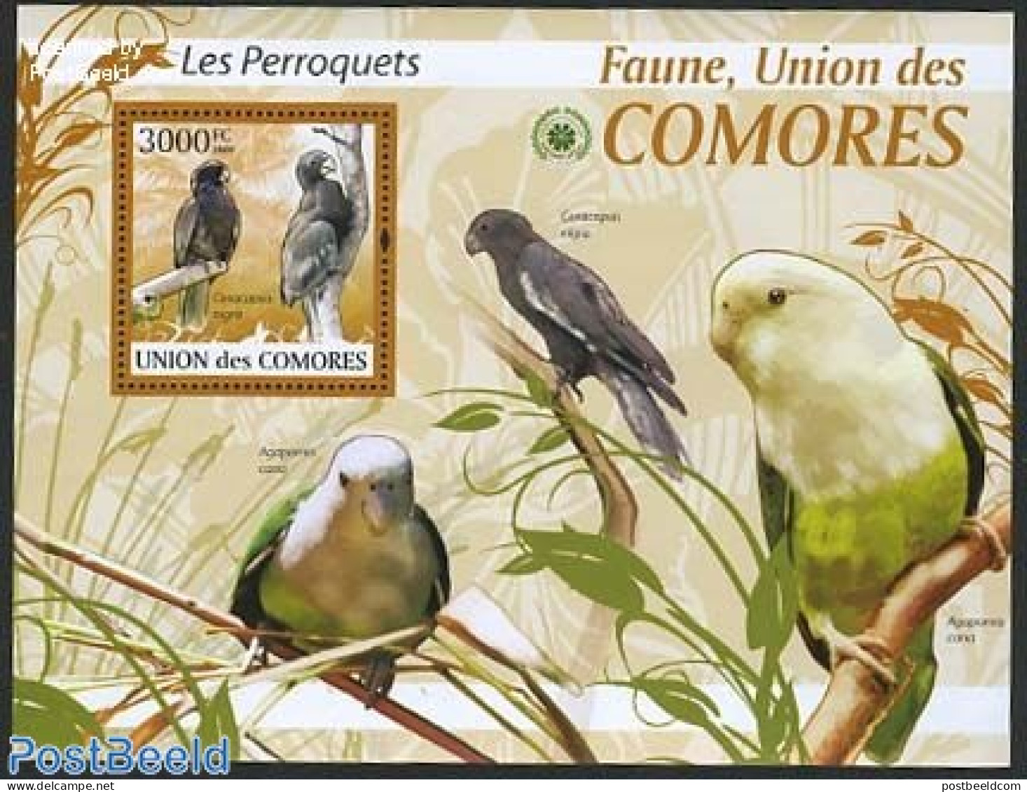 Comoros 2009 Parakeets S/s, Mint NH, Nature - Birds - Komoren (1975-...)