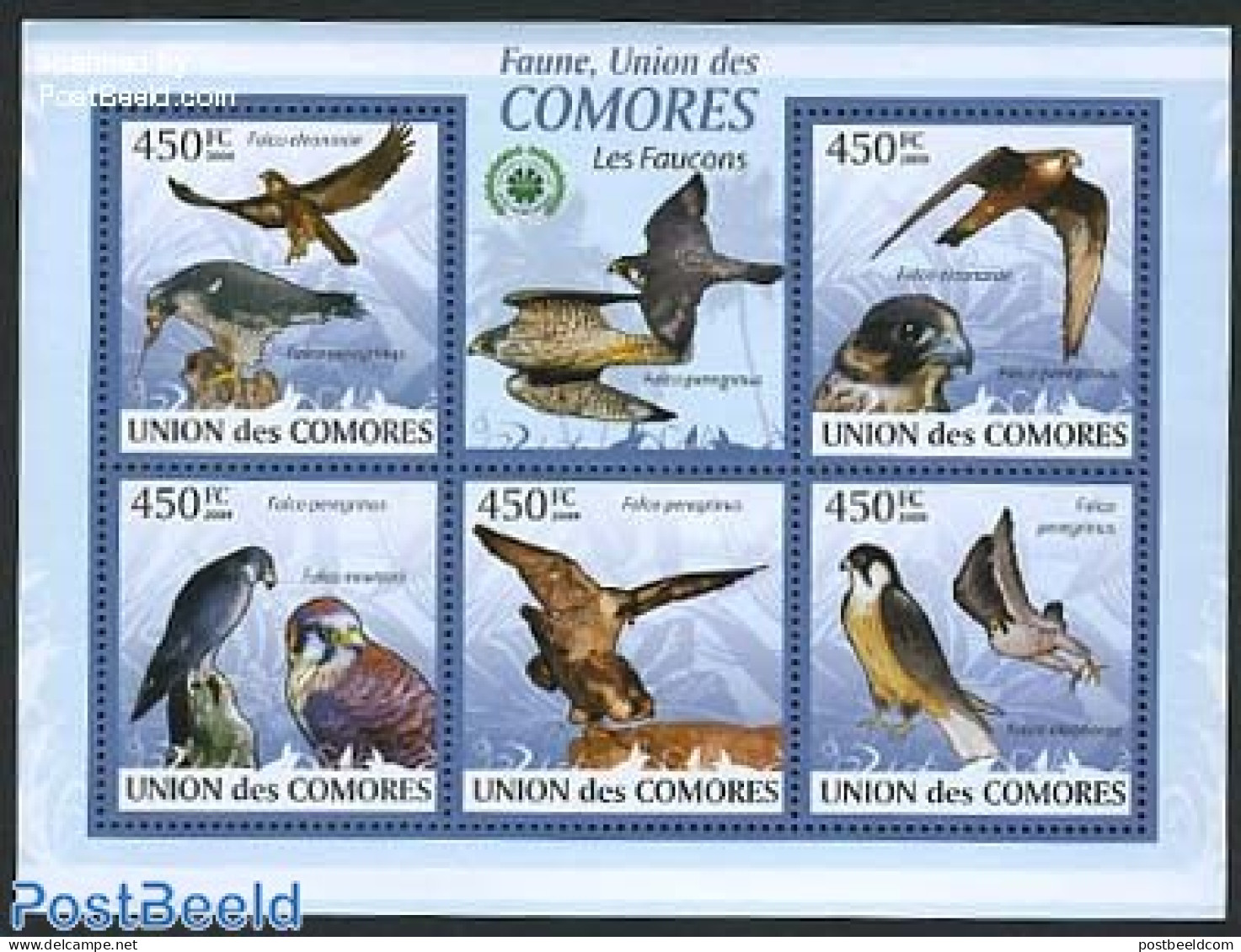 Comoros 2009 Falcons 5v M/s, Mint NH, Nature - Birds - Birds Of Prey - Comoros