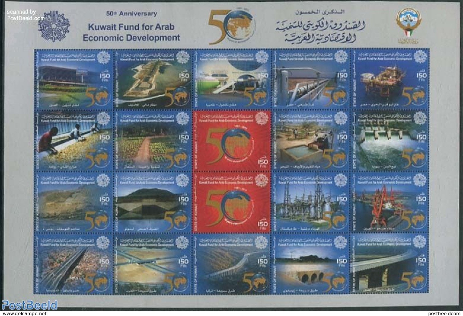 Kuwait 2011 Kuwait Fund For Arab Economic Development 20v M/s, Mint NH, Nature - Science - Transport - Various - Water.. - Flugzeuge