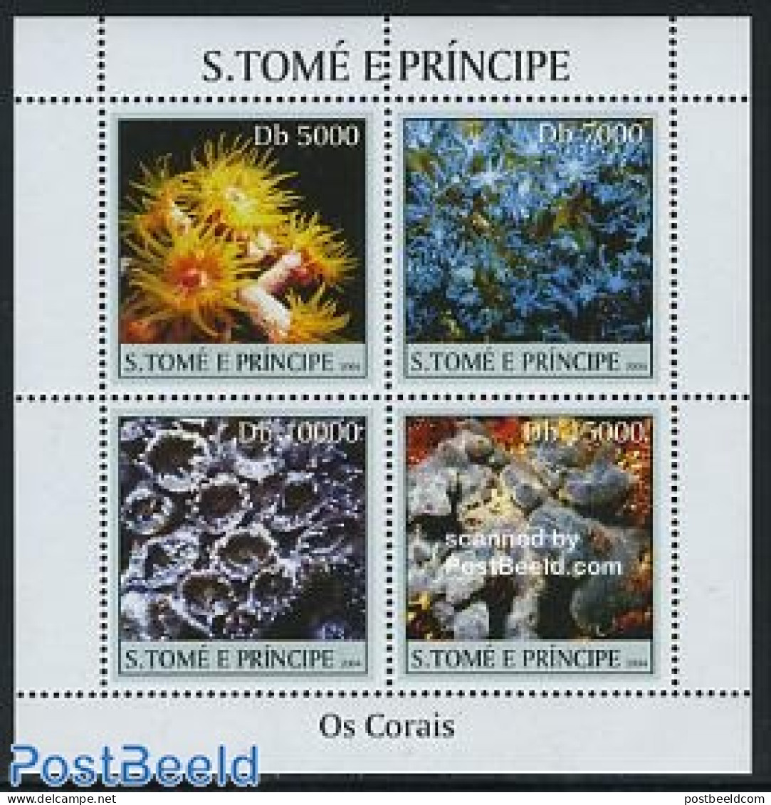 Sao Tome/Principe 2004 Corals 4v M/s, Mint NH, Nature - Corals - Sao Tomé E Principe