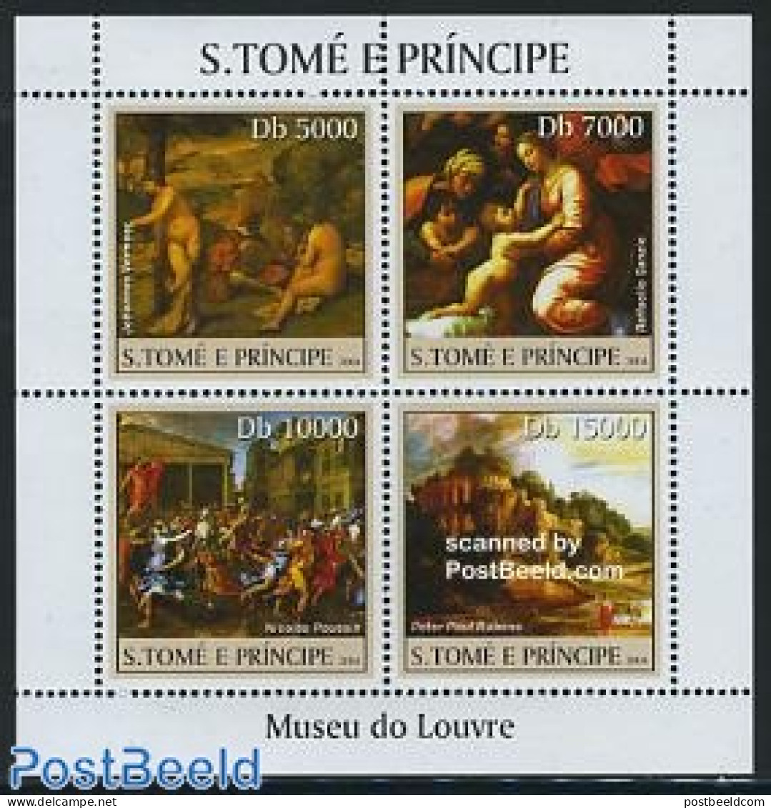 Sao Tome/Principe 2004 Painting From The Louvre Museum 4v M/s, Mint NH, Art - Museums - Paintings - Raphael - Rubens - Musei