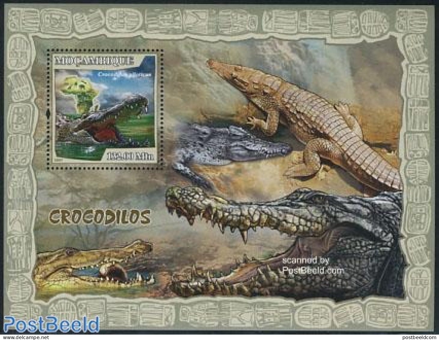 Mozambique 2007 Crocodiles S/s, Mint NH, Nature - Various - Crocodiles - Elephants - Giraffe - Reptiles - Maps - Geografía