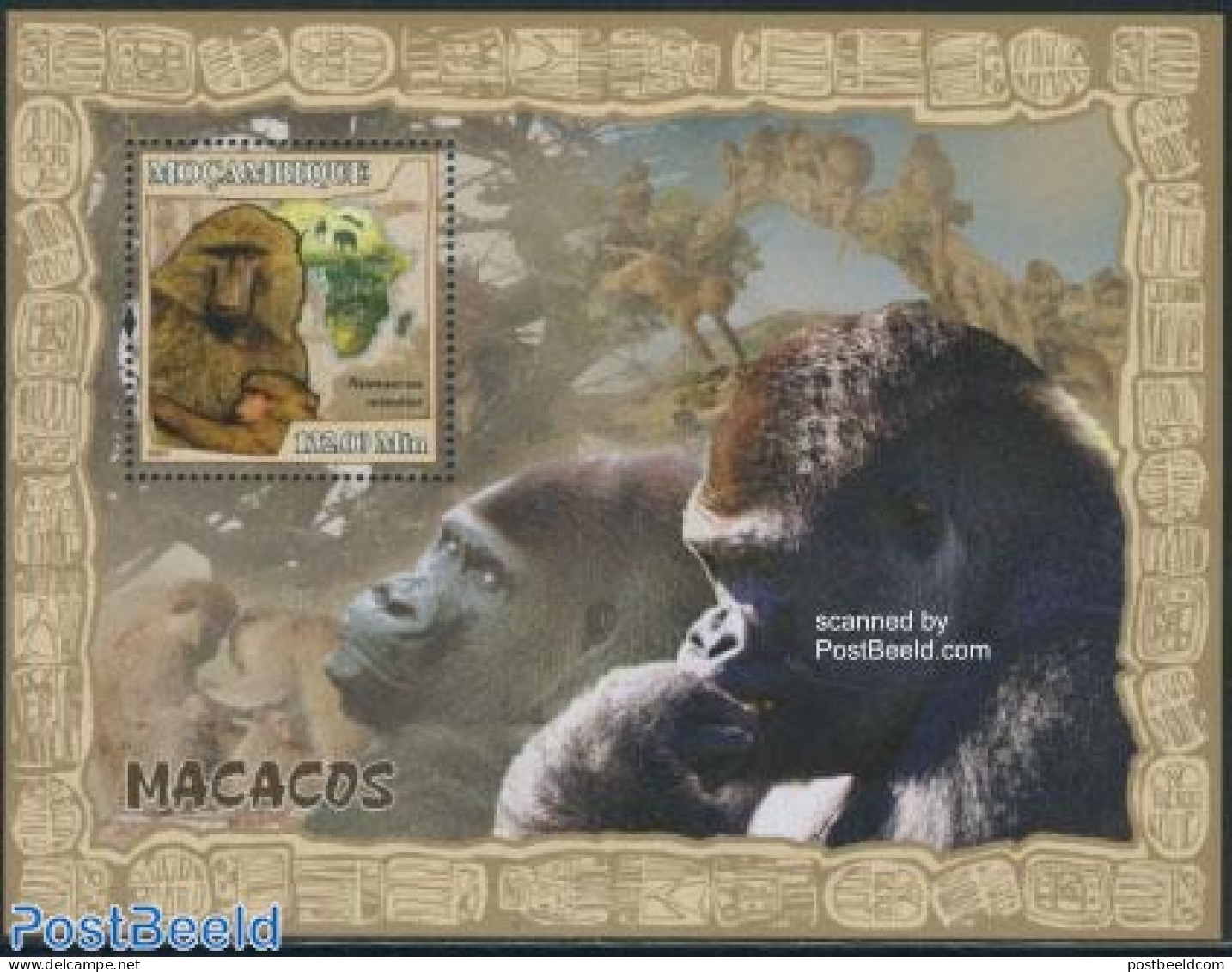 Mozambique 2007 Monkeys S/s, Mint NH, Nature - Animals (others & Mixed) - Monkeys - Mozambico