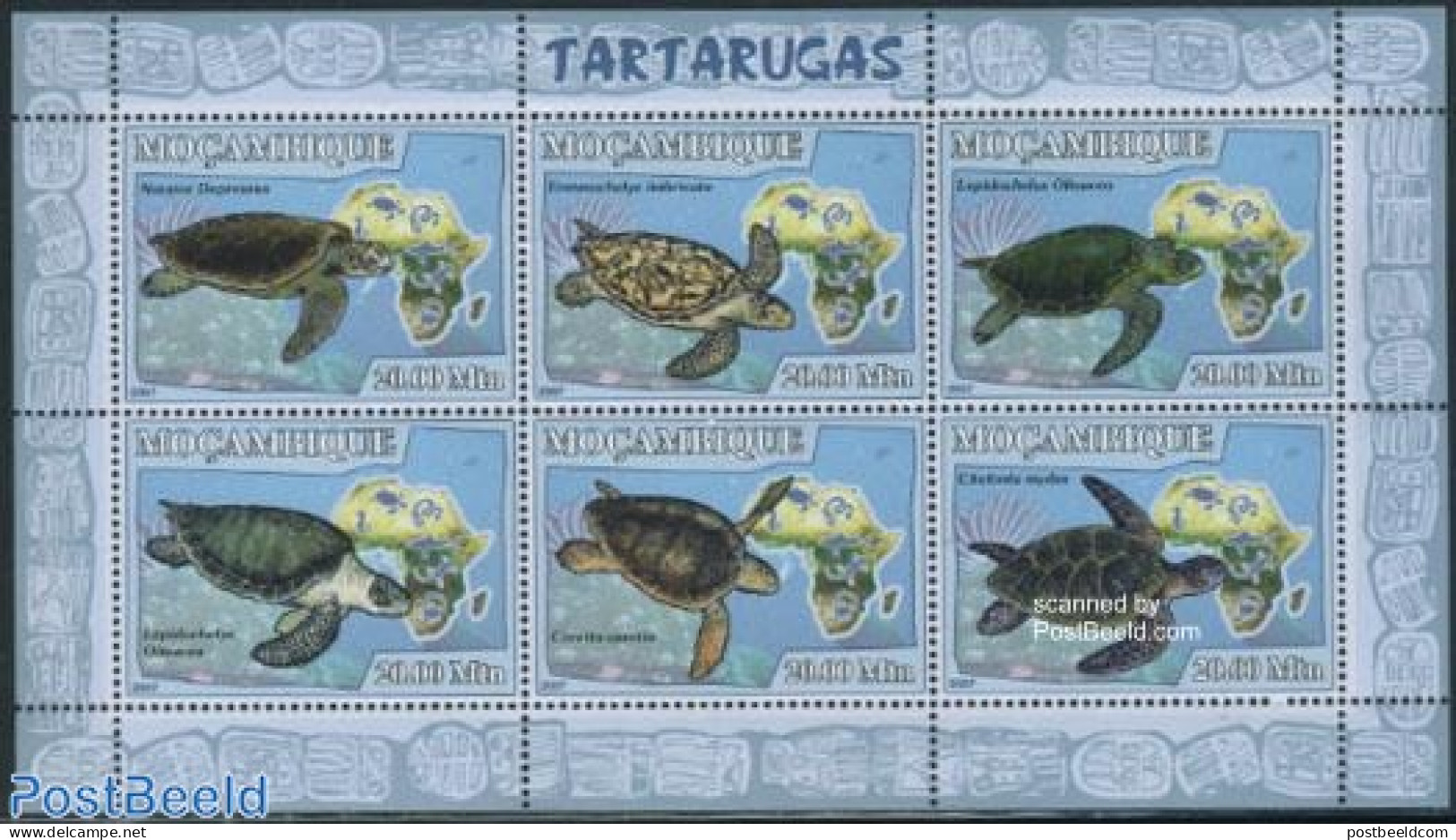 Mozambique 2007 Turtles 6v M/s, Mint NH, Nature - Reptiles - Turtles - Mozambico