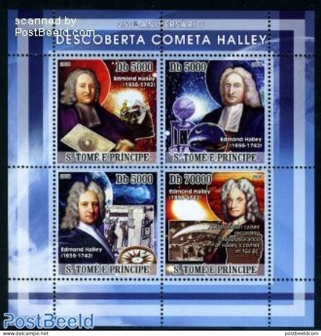 Sao Tome/Principe 2008 Halleys Comet 4v M/s, Mint NH, Science - Astronomy - Astrology
