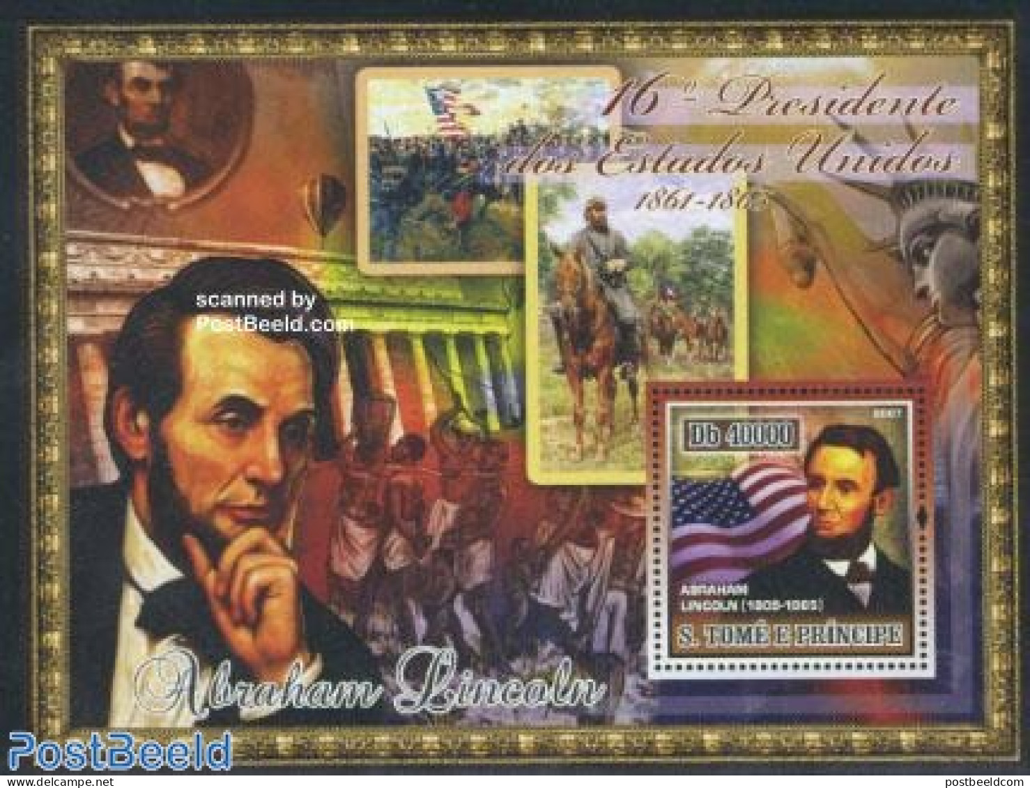 Sao Tome/Principe 2007 Abraham Lincoln S/s (topicals On Border), Mint NH, History - Nature - American Presidents - Hor.. - São Tomé Und Príncipe