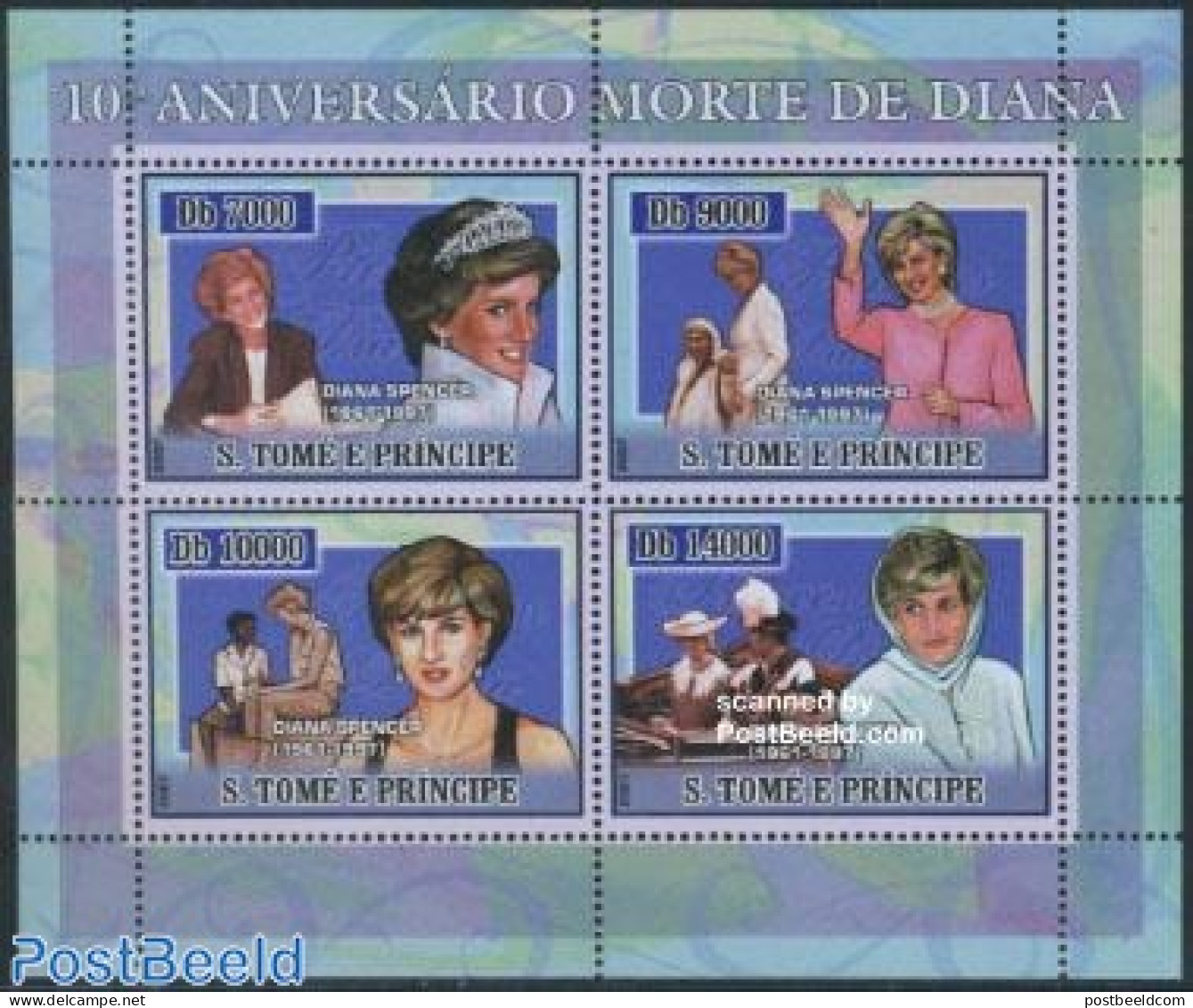 Sao Tome/Principe 2007 Death Of Diana 4v M/s, Mint NH, History - Charles & Diana - Kings & Queens (Royalty) - Familles Royales