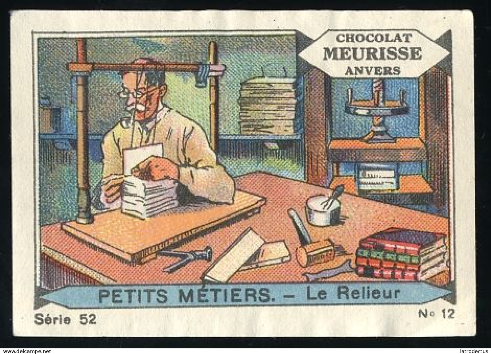 Meurisse - Ca 1930 - 52 - Les Petits Métiers, Small Crafts - 12 - Le Reilieur, The Book Binder, Boekbinder - Andere & Zonder Classificatie