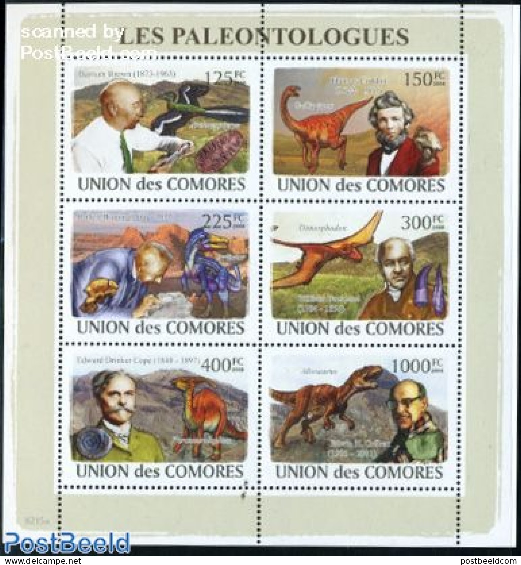 Comoros 2008 Dinosaurs 6v M/s, Mint NH, Nature - Prehistoric Animals - Préhistoriques