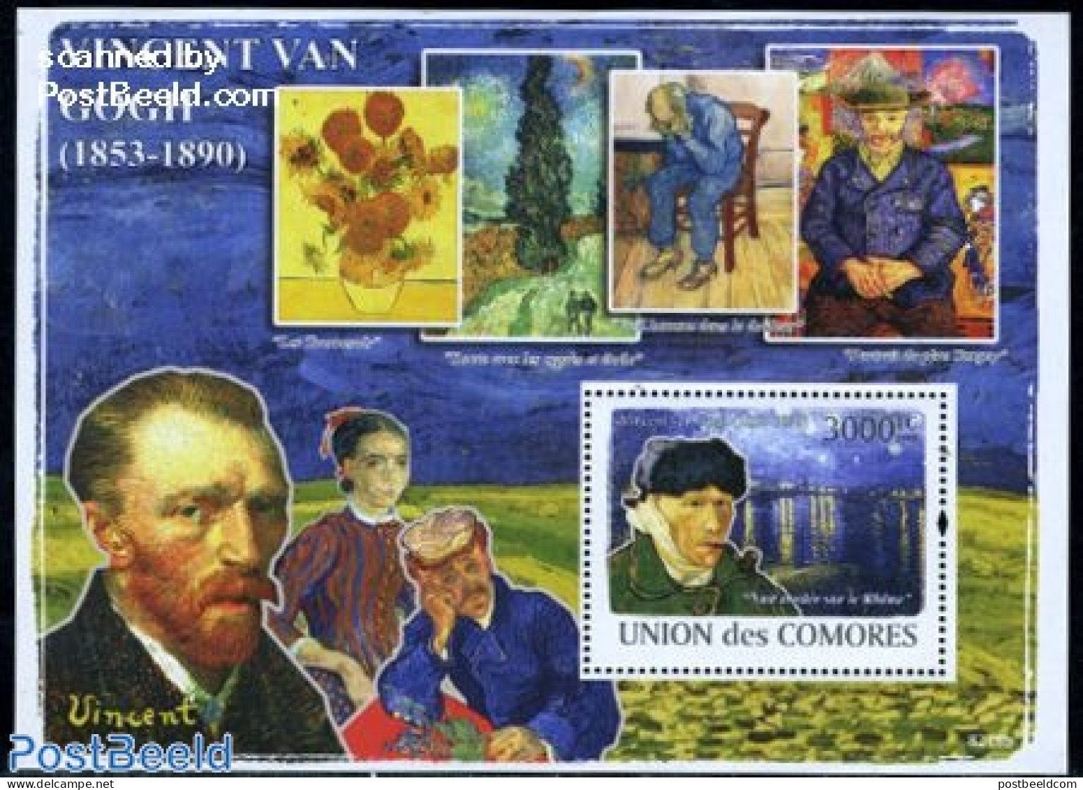 Comoros 2008 Vincent Van Gogh S/s, Mint NH, Art - Modern Art (1850-present) - Paintings - Vincent Van Gogh - Komoren (1975-...)