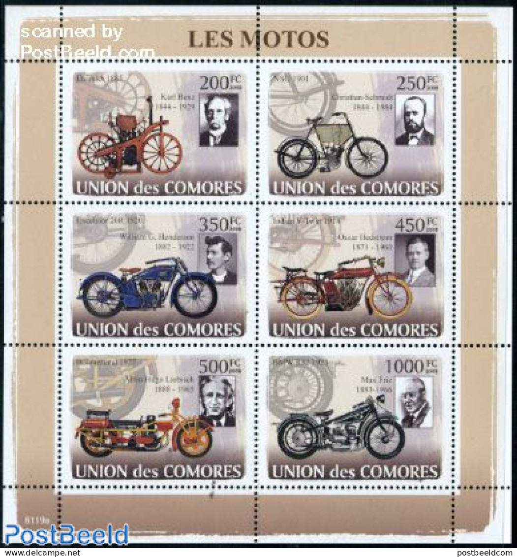 Comoros 2008 Motor Cycles 6v M/s, Mint NH, Transport - Motorcycles - Moto