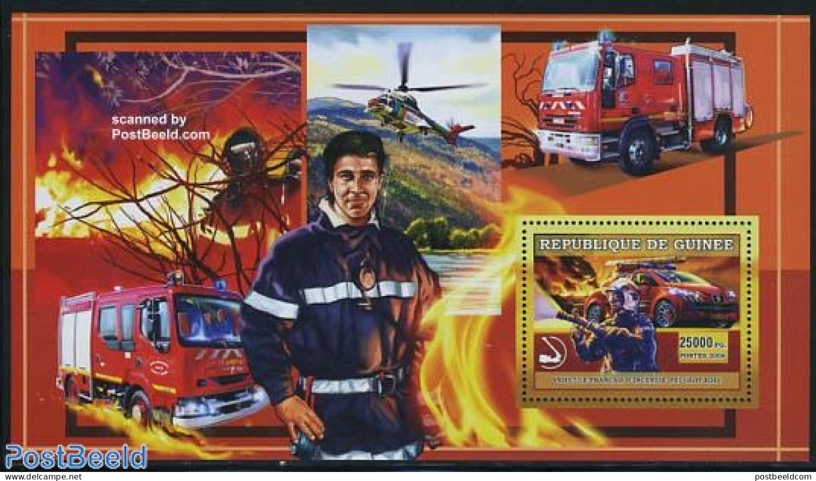 Guinea, Republic 2006 Fire Engines S/s, Peugeot H20, Mint NH, Transport - Automobiles - Fire Fighters & Prevention - H.. - Voitures