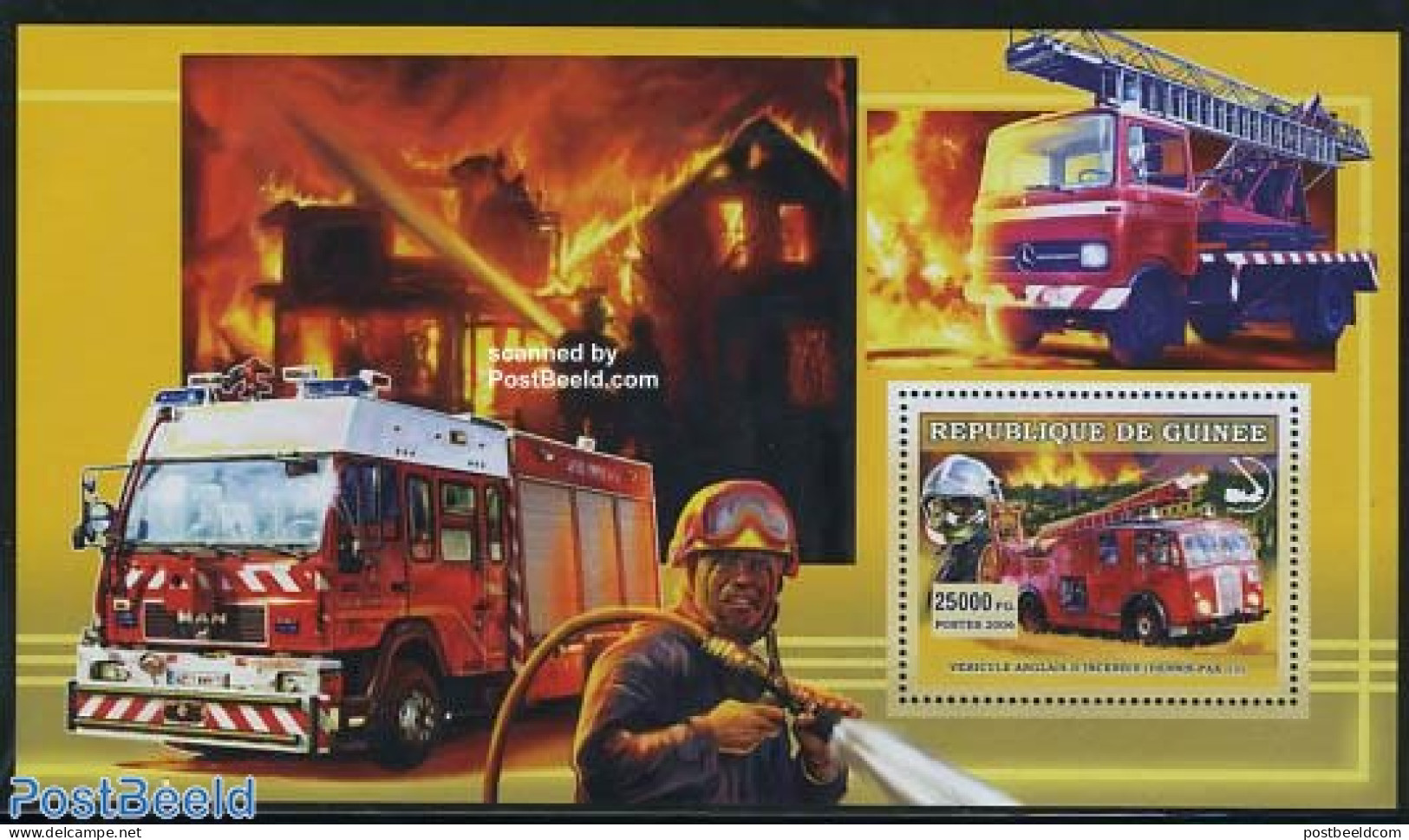 Guinea, Republic 2006 Fire Engines S/s, Dennis Pax 11, Mint NH, Transport - Automobiles - Fire Fighters & Prevention - Cars