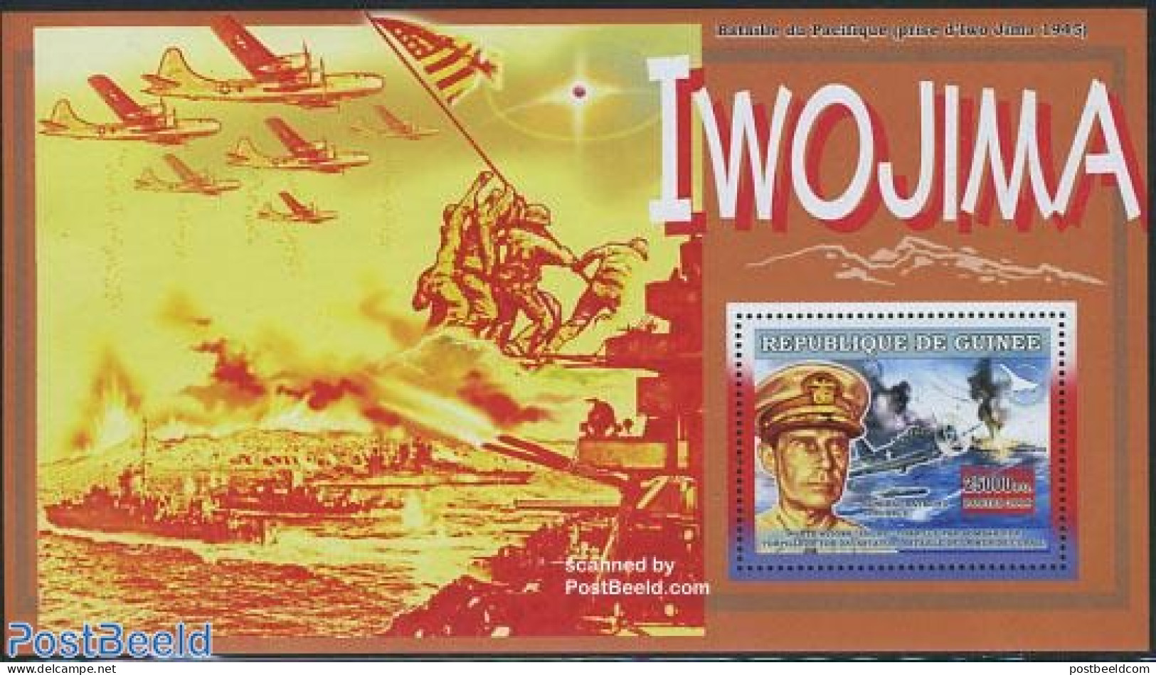 Guinea, Republic 2006 Iwo Jima Battle S/s, Mint NH, History - Transport - World War II - Aircraft & Aviation - Ships A.. - Guerre Mondiale (Seconde)