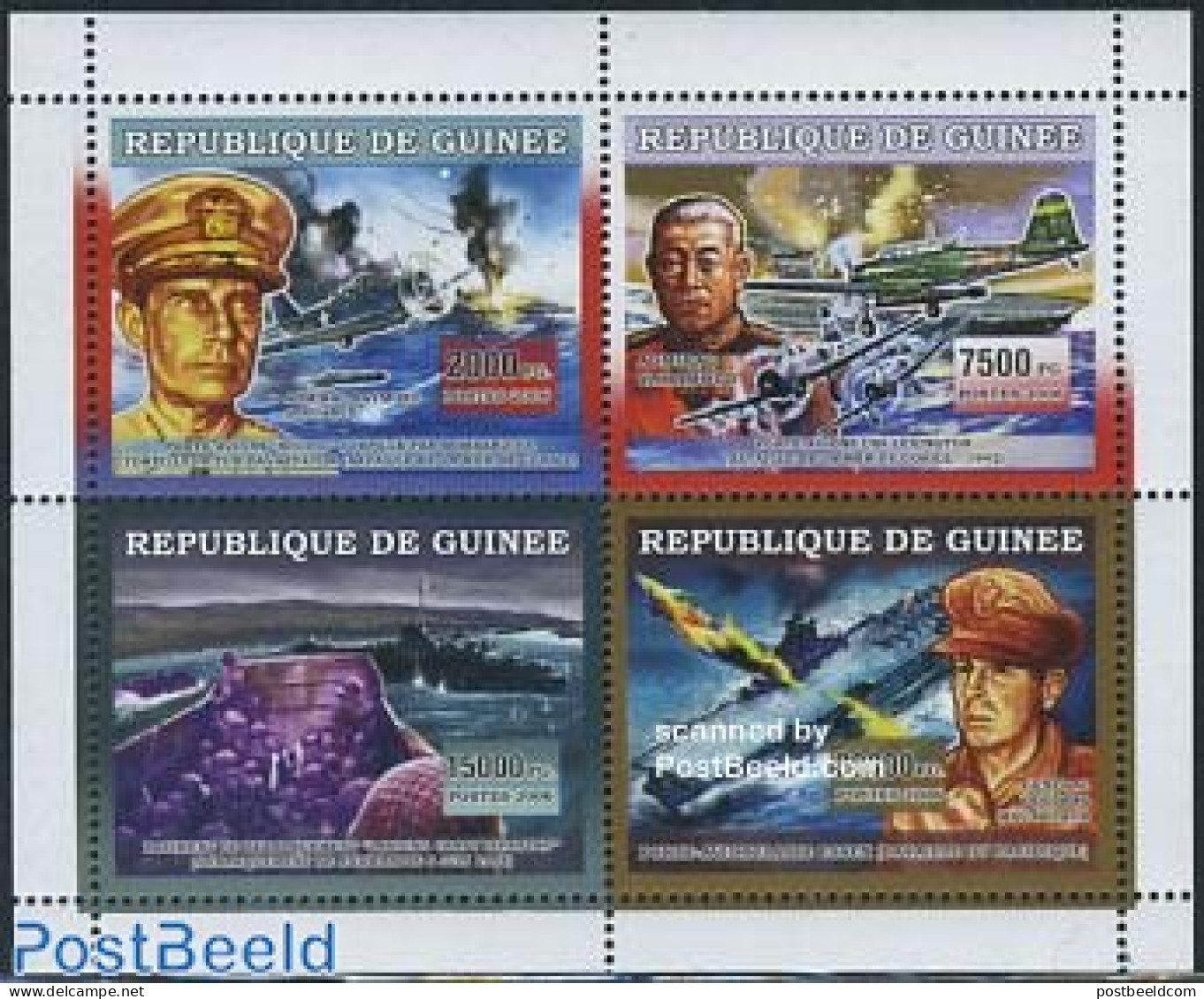 Guinea, Republic 2006 World War II 4v M/s, Mint NH, History - Transport - World War II - Aircraft & Aviation - Ships A.. - WW2