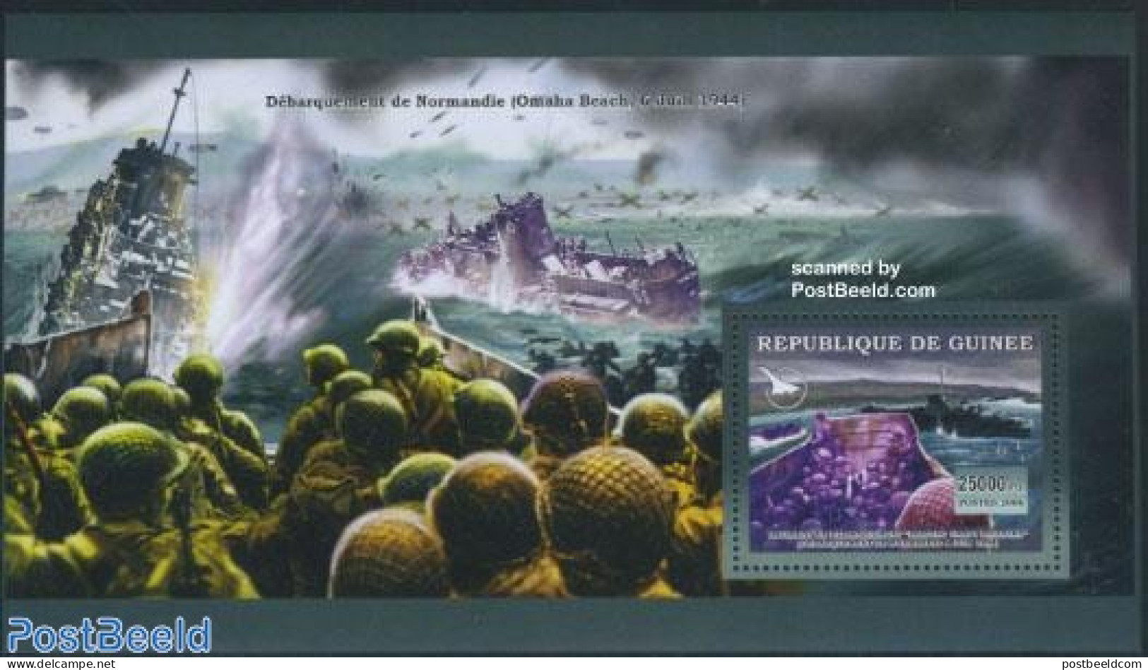 Guinea, Republic 2006 World War II, Omaha Beach S/s, Mint NH, History - Transport - World War II - Ships And Boats - Guerre Mondiale (Seconde)