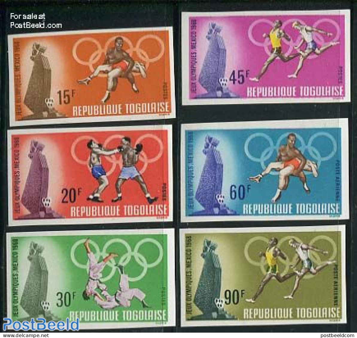 Togo 1968 Olympic Games Mexico 6v, Imperforated, Mint NH, Sport - Athletics - Boxing - Judo - Olympic Games - Atletiek