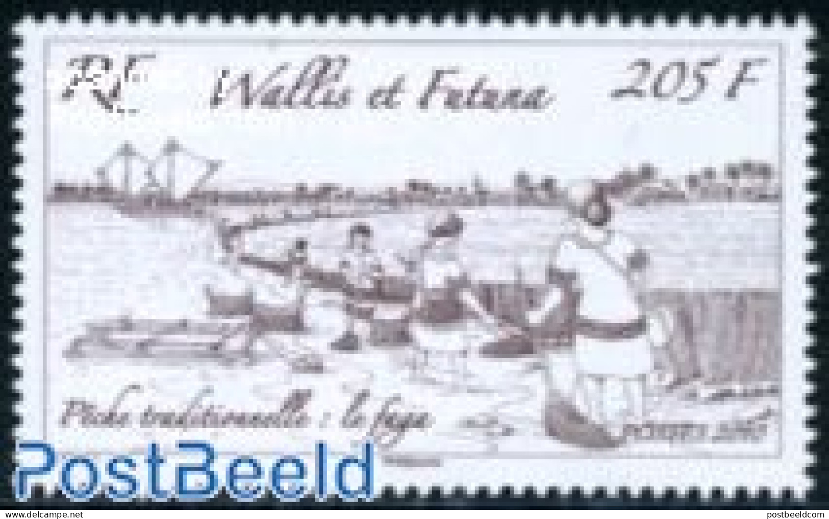 Wallis & Futuna 2010 Tradional Fishing, Le Faga 1v, Mint NH, Nature - Transport - Fishing - Ships And Boats - Fishes